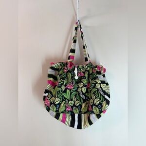 GYPSEA BLUE HANDMADE BICYCLE BASKET LINER BEACH BAG BLACK PINK FLAMINGO
